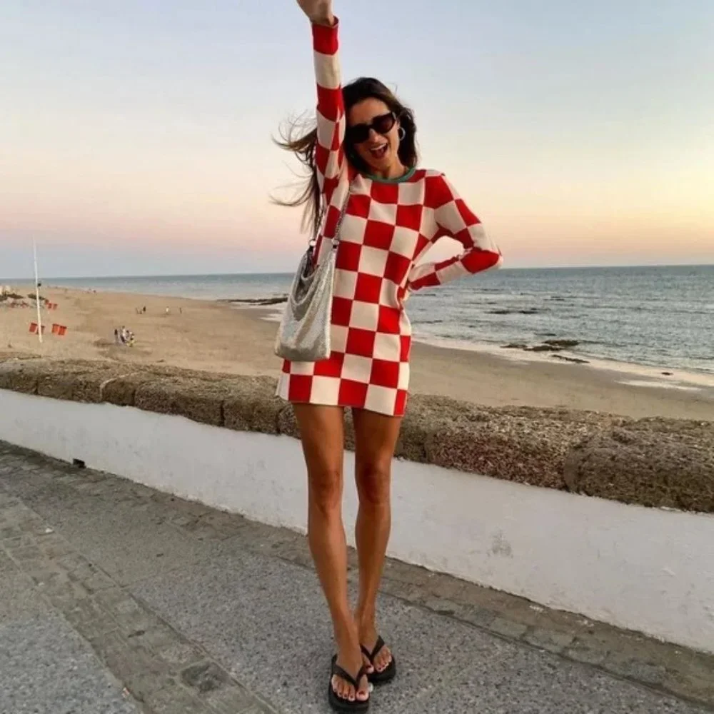 Zara Plaid Knit Dress